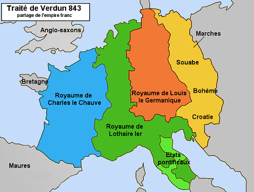 Le royaume franc après le Traité de Verdun